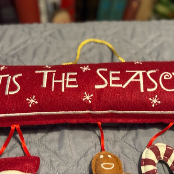 Felted Christmas Wall Hanging Gingerbread Man Candy Canes Stocking - Picture 4 of 5